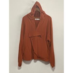 Free People Beach Poncho Hoodie L Terra Cotta Oversized 3 Pockets Boho Hippie
